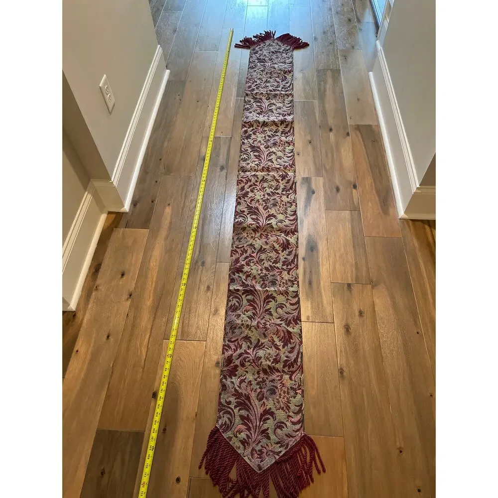 JCPenney Home Collection Tapestry Table Runner 114 Inches Burgundy Sage Gold